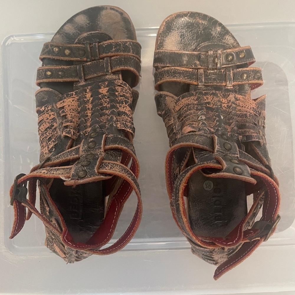 Brown and Black Strappy Sandals